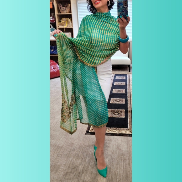 East meets West long chiffon sequenced shawl/scarf